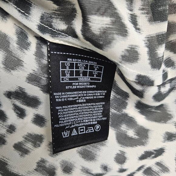 GUESS Leopard Animal Print Black White Sleeveless Semi-Sheer Career Dress Top Sm - Picture 4 of 7